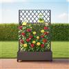 GarveeHome Fioriera su Ruote con Traliccio e Schermo per la Privacy - 183x120 cm, 3 Pannelli, Acciaio Nero, Motivo a Rombi, drenaggio Integrato - Piante rampicanti, ortaggi, Balcone/terrazza