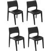 Dmora Set di 4 sedie da Esterno Tropea, Seduta da Giardino, per Indoor o Outdoor, Impilabile, Made in Italy, 50x51 h82 cm, Antracite