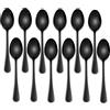 DEHOV Set di 12 cucchiaini da caffè neri da 14 cm, in acciaio inossidabile, mini cucchiai neri per dessert, torte, cucchiai resistenti