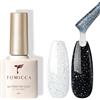 TOMICCA No Wipe Top Coat Glitter Semipermanenti per Unghie Gel, Soak Off UV LED Gel Unghie per Nail Design, 8ml