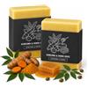 Timeless Beauty Secrets TBS - Sapone con latte di capra e curcuma fatto a mano (2 x 100 g), sapone naturale idratante per viso e corpo con 12 burri e oli, per pelle secca, sensibile e secca