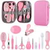 Qunlions life Kit per la cura della salute e la cura dei bambini, set di sicurezza per bambini con spazzola per capelli, pettine, tagliaunghie, kit essenziale per neonati e ragazzi (rosa 18 in 1)