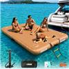 AWSUM Piattaforma gonfiabile galleggiante per bacino ad aria, 1,5 x 1,8 m, tappetino gonfiabile ad isola galleggiante con superficie in legno antiscivolo, per lago, piscina, spiaggia, oceano