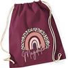 minimutz Sacca con nome Leo-Print | motivo arcobaleno rosa | sacchetto di stoffa da tirare come zaino per ragazze