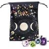 Generisch Moon Phase - Custodia per tarocchi, in velluto, con coulisse, 92 cm, Vedere | Porta accessori leggero e compatto, parte anteriore protettiva in morbido velluto e lino, motivo fasi lunari