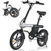 AVDLEU E-Bike 16 Pieghevole, Batteria Integrata, 25 km/h, LCD, Adulti