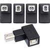 NFHK 4 adattatori USB 2.0 tipo B maschio a femmina estensione orizzontale verticale angolato di 90 gradi per scanner di dischi
