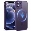 FNDMIL Magnetico Forte per iPhone 12 Cover con Magnetica | Protezione Della Fotocamera, Antiurto Militare, Anti-Impronta Antigraffio, Custodia Sottile Traslucido Opaco, Viola
