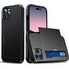 HAONANDE Custodia per Samsung Galaxy S25 FE con Scomparto Carte Nascosto, Cover Antiurto in PC Rigido TPU Morbido, Custodia Sottile Opaca con Slot Scorrevole, Donna Uomo Nero