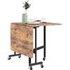 HOMCOM Tavolo da cucina pieghevole tavolo da pranzo pieghevole con 2 abbattibili 6 ruote per 4-6 persone 120 x 80 x 73 cm, marrone rustico