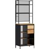 HOMCOM Credenza da cucina, con piano di lavoro, cassetti e mensole aperte, 60x40x180cm, Legno naturale | Aosom Italy