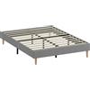 HOMCOM Struttura letto matrimoniale con piano a doghe in legno, imbottito in velluto a coste, 140 x 190 cm, Grigio | Aosom Italy