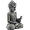 Outsunny Statua da Giardino, Scultura di Buddha Seduto in Ossido di Magnesio, Decorazione Spirituale 32 x 23 x 51 cm, Grigio Scuro | Aosom Italy
