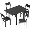 HOMCOM Set Tavolo da Pranzo con Tavolo Allungabile e Sedie Impilabili, Nero | Aosom Italy