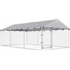 PawHut Recinto per Cani da Esterno con Rete Zincata e Serratura, in Acciaio e Tessuto Oxford, 4x2.3x1.5 m, Argento | Aosom Italy
