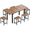 HOMCOM Set Pranzo 7 Pezzi per 4-6 Persone, Tavolo Allungabile 160 cm, Nero Noce | Aosom Italy
