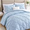 Swift Home Set di biancheria da letto in chambray blu gessato per letto matrimoniale, set di biancheria da letto classico, 3 pezzi, 1 piumino e 2 federe per cuscino