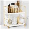 FSyueyun Scaffale per trucco a 2 livelli, portaspezie da cucina o da bagno, vassoio portaoggetti per camera da letto (oro)