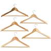 Beldray LA034276FEU7 Appendiabiti in legno - confezione da 5 robusti appendiabiti, appendiabiti multifunzione con barra pantaloni, Organizzatore armadio, legno certificato FSC®, naturale