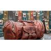 Borsa Da Viaggio In Vera Pelle Per Capre 24" Doppia Vintage Marrone Uomo 30"