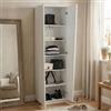 Dmora - Armadio multiuso Medea, Portascarpe a 2 ante e 5 ripiani, Mobile multifunzione, 100% Made in Italy, cm 60x38h200, Bianco lucido