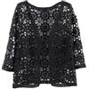 Generico Coprispalle In Pizzo con Maniche A 3/4 Da Donna, Bolero, Cardigan All'Uncinetto, Corto e Trasparente, con Lacci Anteriori, Elegante Camicetta Copricostume per Abiti Da Sera Casual, Nero, Taglia Unic
