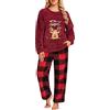 Niwicee Pigiama Donna Invernale Natalizio in Pile - Set Pigiami da Notte Due Pezzi con Natale Top e Pantaloni Lunghi con Tasche per Regalo di Natale o Loungewear da Casa