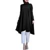 WAZHAKU Camicie a tunica da donna, abbigliamento islamico, senza hijab, camicia musulmana con bottoni, elegante camicetta irregolare abito estivo abito lungo Medio Oriente Dubai Turchia arabi abiti musulmani
