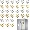 Foonary 30 calamite decorative per frigorifero, magneti a cuore in oro e argento, dolci calamite decorative a forma di cuore, 3D piccole calamite per lavagna, frigorifero, calendario, casa, ufficio