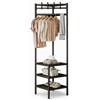 MF artSHOP Appendiabiti Angolare con 4 Ripiani e 4 Ganci, Attaccapanni da Terra in Acciaio, Guardaroba Salvaspazio per Ingresso Camera Cabina Armadio, Mobile Porta Abiti Nero 180 cm