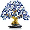 HDCRYSTALGIFTS Nazar Turco Blue Evil Eye Tree Statuina, sottobicchiere malocchio per protezione, buona fortuna, prosperità, regalo Feng Shui per la decorazione di casa e ufficio