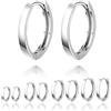 Cerulume Set di 5 paia di orecchini a cerchio in argento da donna, orecchini a cerchio da 6/8/10/12/14 mm, ipoallergenici, senza nichel, set di piccoli orecchini a cerchio in argento