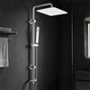 Görbach Colonna Doccia Acciaio Inox senza Miscelatore, soffione 25x25 cm | Colonna Doccia con Asta Doccia Regolabili Compatibile con Fori Esistenti, Set Doccia a Pioggia cromo