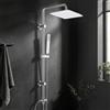 Görbach Colonna Doccia Acciaio Inox senza Miscelatore, soffione 20x20 cm | Colonna Doccia con Asta Doccia Regolabili Compatibile con Fori Esistenti, Set Doccia a Pioggia cromo