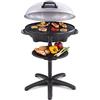 Cloer 6789 Barbecue Elettrico da Esterno con Supporto, Termometro Integrato, Rivestimento Antiaderente, 2400 W, Superficie Grill 38,5 x 52,5 cm, Salvaspazio