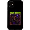 Halloween Glam Retro Vintage Comics Pop Custodia per iPhone 11 Drum Demon Drummer Devil Horns Satana Spooky Horror Uomo Ragazzo