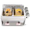 Garbenat Friggitrice a gas commerciale, 2 x 6 l, in acciaio inox, friggitrice commerciale con 2 cestini filtranti e coperchio, grande capienza, friggitrice a gas per ristoranti, snack bar