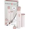 Remington Rasoio Viso Donna, 2 in 1, Rosa, Ricarica USB-C, Impermeabile | Ipoallergenico e Delicato sulla Pelle, Coperchio con Porta Accessori, Fino a 80 Minuti di Utilizzo, Ideale per i Viaggi