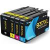 X-Toner Cartucce 937XL compatibili con HP 937 Cartuccia 937 937XL 937e | compatibili per HP OfficeJet Pro 9120b 9110b 9130b 9117b 9720 9730 (937XL Nero Ciano Magenta Giallo)