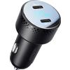 Joyroom Caricatore doppio per auto da 70 W 2x USB-C con display digitale