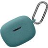 kwmobile Custodia in silicone kwmobile per JBL Wave Beam / Beam 2 / Wave 200TWS - Custodia protettiva per cuffie con moschettone - Motivo goffrato blu-verde