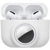 kwmobile Custodia protettiva 2 in 1 kwmobile per Apple AirPods Pro (1ª gen.) - Custodia in silicone per auricolari compatibile con AirTag - Custodia antiurto con moschettone - Bianca