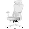 SONGMICS Sedia da ufficio ergonomica OBN066GD01, con capacità di carico fino a 150 kg, colore bianco/grigio - N