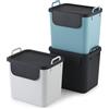 Rotho Set di 3 contenitori per la raccolta differenziata Jive Set di 3 contenitori per la raccolta differenziata da 30 l per la cucina, plastica (PP riciclato), grigio scuro/bianco/verde, 3 x 30 l (39,8 x 29,8 x 50,1 cm)