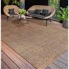 Paco Home Tappeto da esterno resistente alle intemperie, moderno, a trama piatta, aspetto simile alla juta, ideale per terrazza e balcone. Colore: beige e marrone. Dimensioni: 160 cm (diametro)