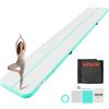 VEVOR Tappetino gonfiabile per ginnastica VEVOR, dimensioni 600x100x10 cm, ideale per allenamento, competizioni sportive e yoga. Superficie antiscivolo, include pompa d'aria elettrica da 600W, kit di riparazione, adattatori e borsa. Colore: verde menta
