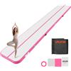 VEVOR Tappetino gonfiabile per ginnastica VEVOR, 600x100x10 cm, Airtrack per allenamento, competizioni e yoga, con superficie antiscivolo, pompa d'aria elettrica da 600W, kit di riparazione, ugelli e borsa, colore rosa