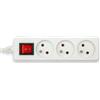 Velamp Multipresa francese 3x16A, con interruttore, cavo lungo 1m, H05VV-F3G1.0MM2, CE, NF
