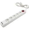 Velamp Multipresa standard francese 5 prese 2P+T e 2 prese USB. Cavo 1,5m. Bianco