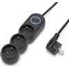 Velamp Multipresa francese 3x16A, con interruttore, cavo lungo 1,5m, H05VV-F3G1.0MM2, CE, NF. Nero